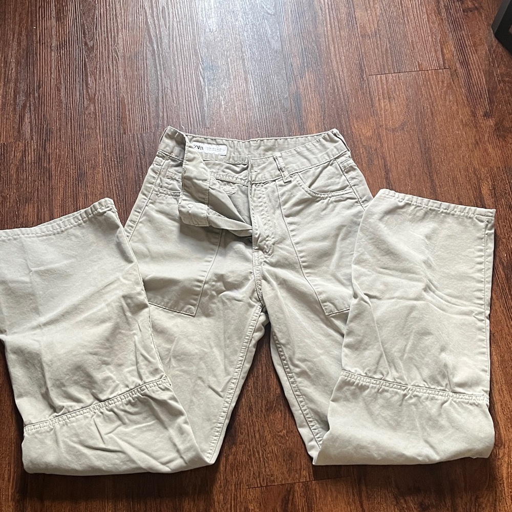 Zara Khaki Utility Cargo Pants